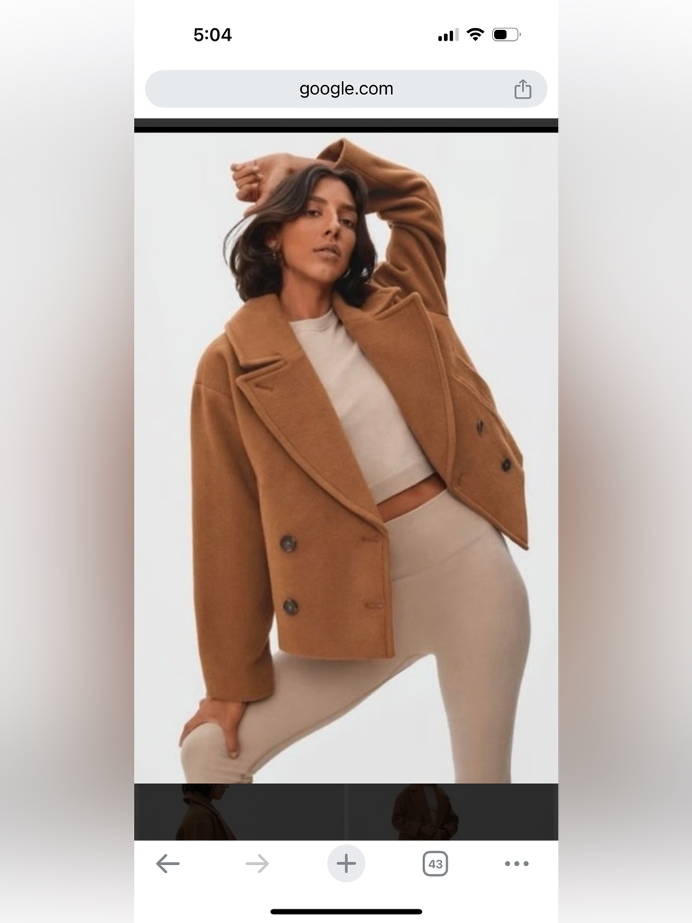 Everlane xxs  Cropped Double-Breasted Coat - Camel